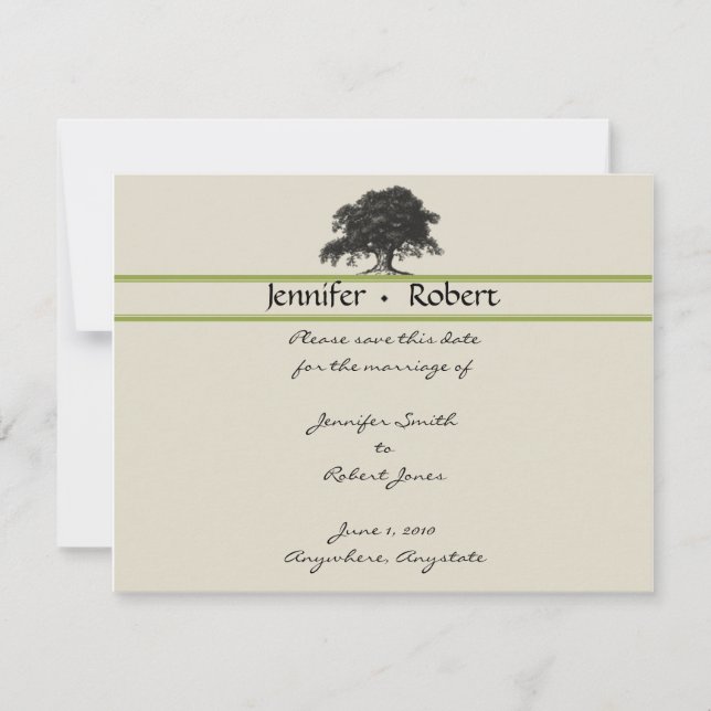 Oak Tree Plantation in Green Save the Date (Front)