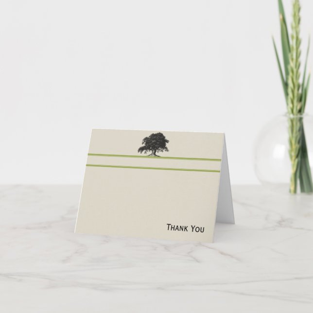 Oak Tree Plantation in Green Thank You Card (Front)