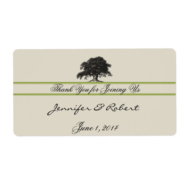 Oak Tree Plantation in Green Water Bottle Label (Front)