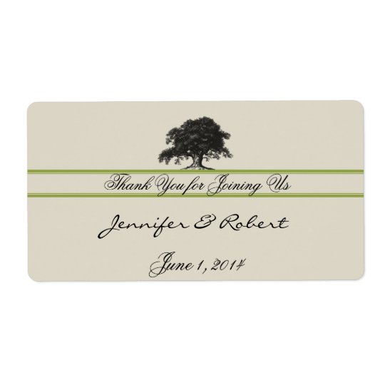 Oak Tree Plantation in Green Water Bottle Label Shipping Label