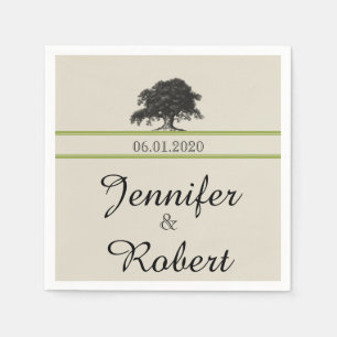 Oak Tree Plantation in Green Wedding Napkin