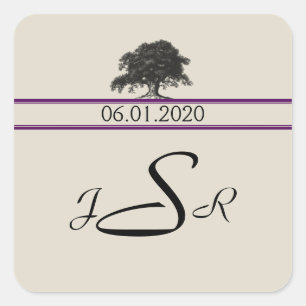 Oak Tree Plantation in Purple Monogram Sticker