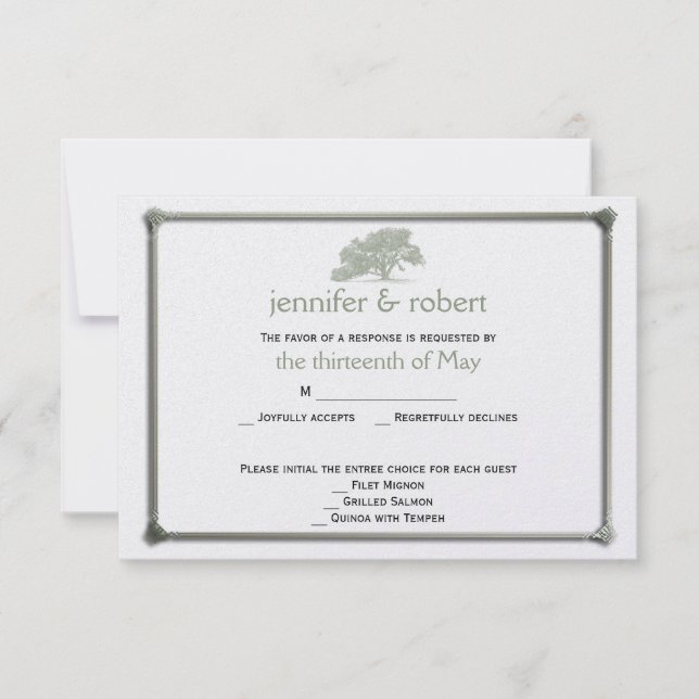 Oak Tree Plantation Wedding Response Card (Front)