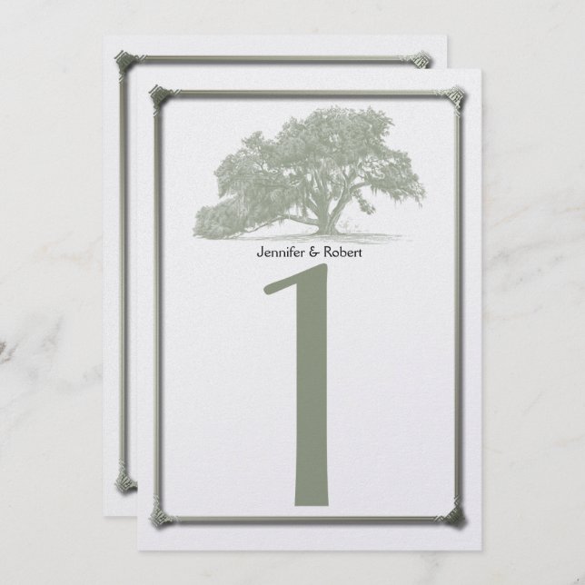 Oak Tree Plantation Wedding Table Number (Front/Back)