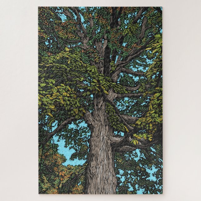 Oak Tree Puzzle (color / Difficult) (Vertical)