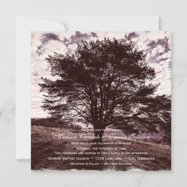 Oak Tree Rustic Country Wedding Invitations (Front)