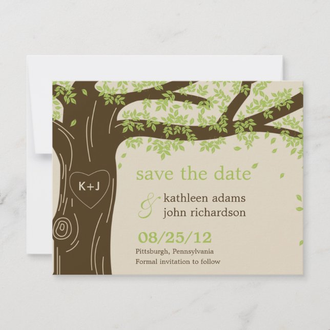 Oak Tree Save The Date Card (Front)