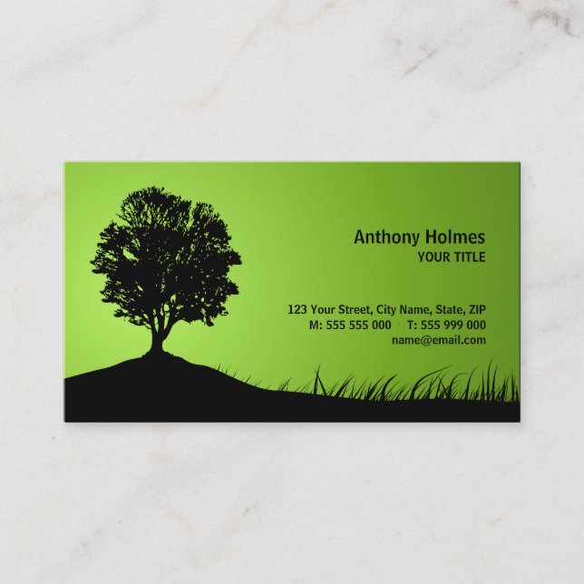 Oak Tree Silhouette business card (Front)
