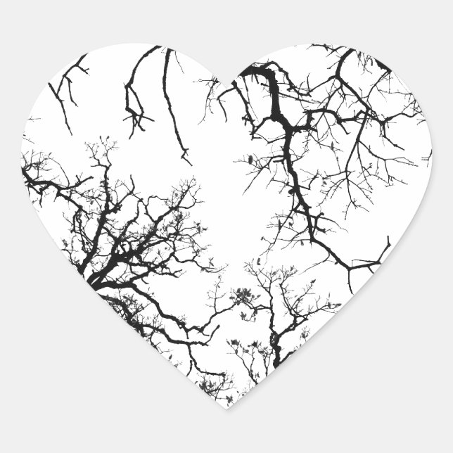 oak tree silhouette heart sticker (Front)
