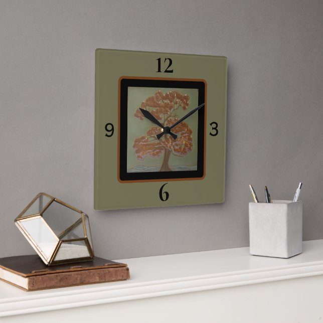 Oak Tree Square Wall Clock  (Office)