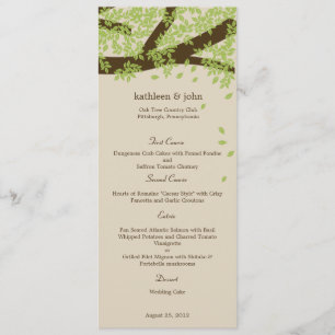Oak Tree Wedding Menu Card