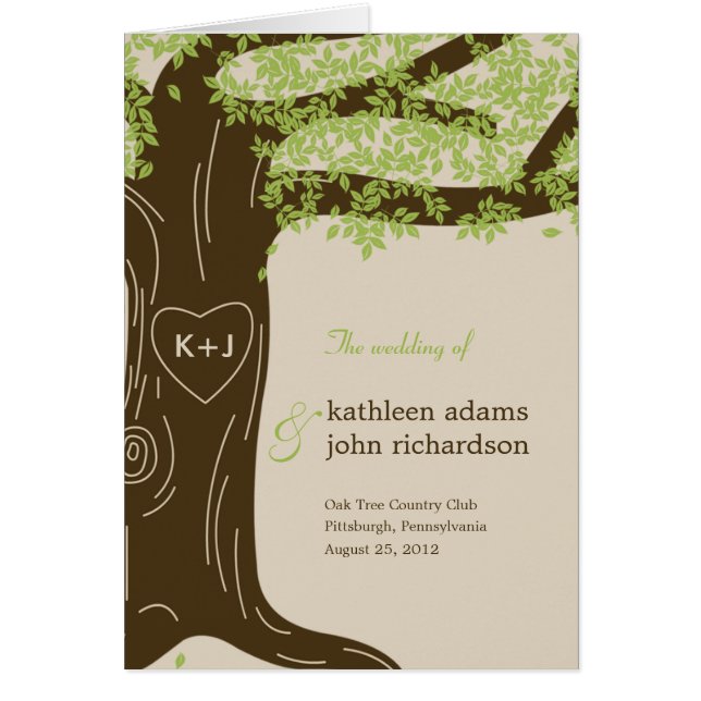 Oak Tree Wedding Program Card (Front)