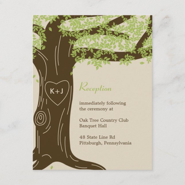 Oak Tree Wedding Reception Card (Front)