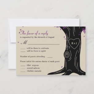 Oak Tree Wedding RSVP Card w/ Menu Selection