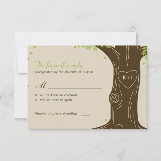 Oak Tree Wedding RSVP / Response Card (Front)
