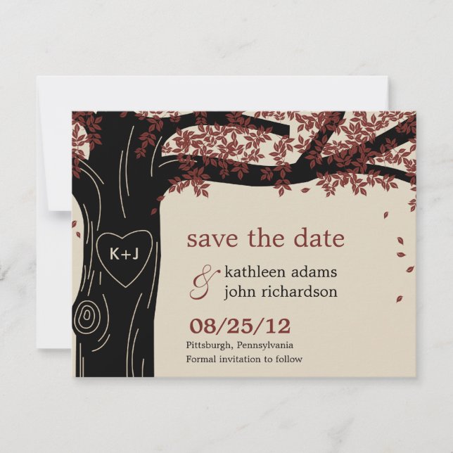 Oak Tree Wedding Save The Date Card (Front)