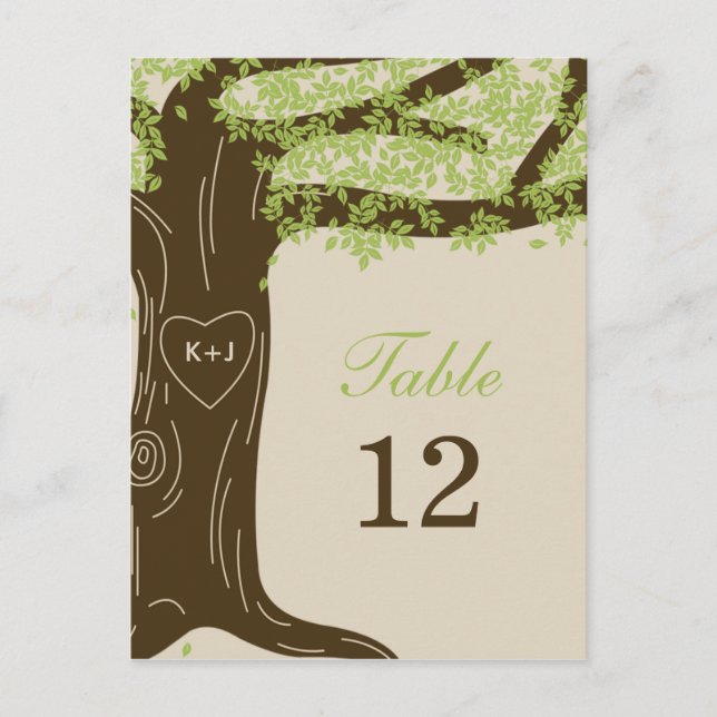 Oak Tree Wedding Table Number Card (Front)