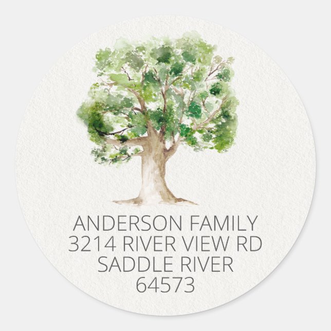 Oak Tree We've Moved New Address Label Sticker (Front)