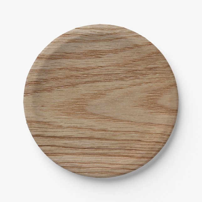 Oak Wood Grain Look Paper Plate (Front)
