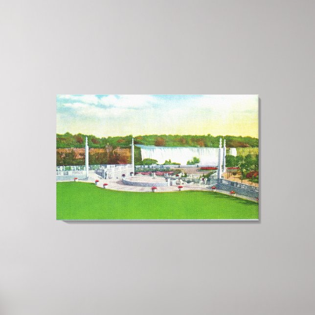 Oakes Garden Theatre View of American Falls Canvas Print (Front)