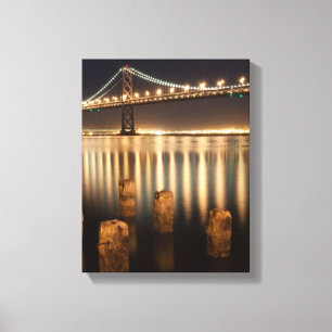 Oakland Bay Bridge night reflections. Canvas Print