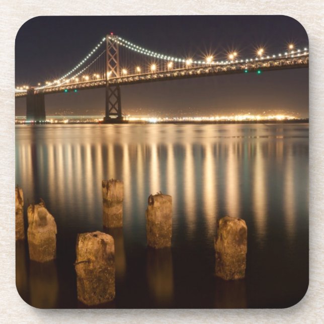 Oakland Bay Bridge night reflections. Coaster (Front)