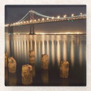 Oakland Bay Bridge night reflections. Glass Coaster