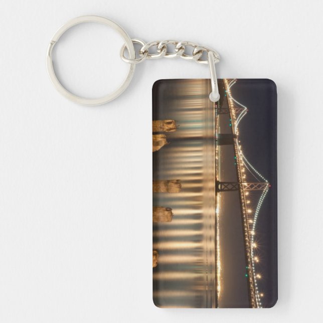 Oakland Bay Bridge night reflections. Key Ring (Front)