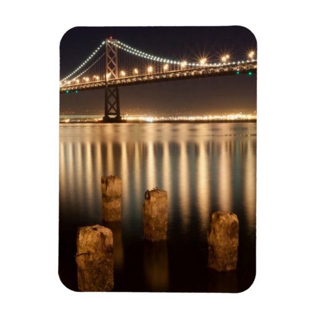 Oakland Bay Bridge night reflections. Magnet (Vertical)