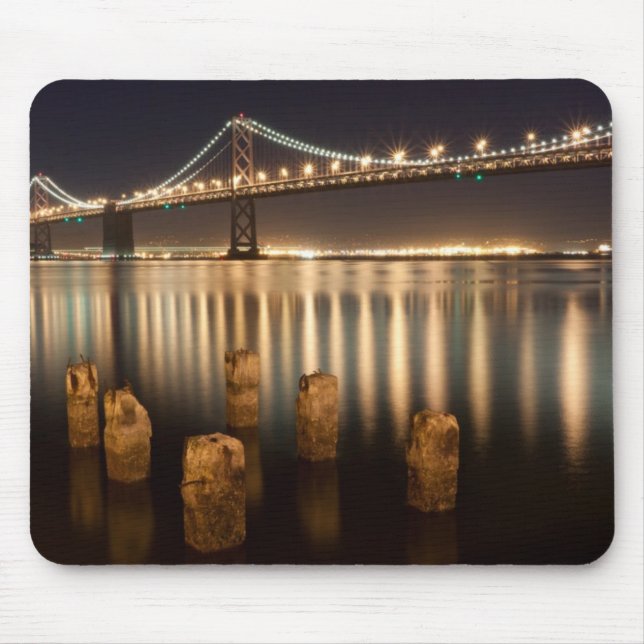 Oakland Bay Bridge night reflections. Mouse Mat (Front)