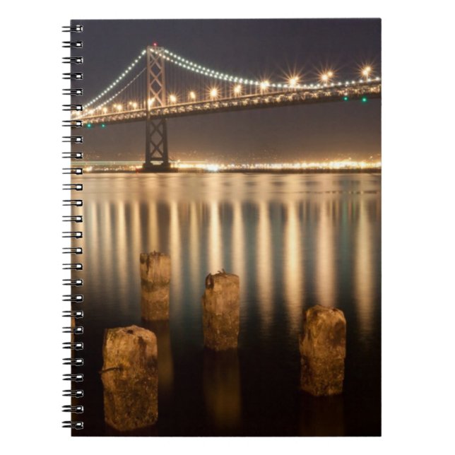 Oakland Bay Bridge night reflections. Notebook (Front)