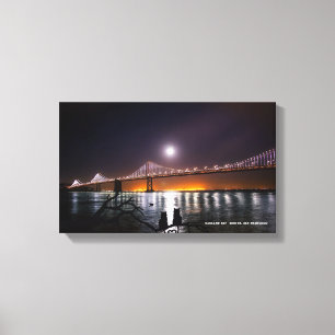 Oakland Bay Bridge , San Francisco Night Time Canvas Print