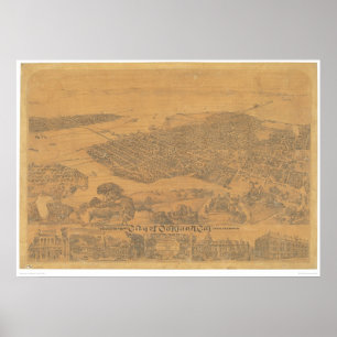 Oakland, CA. Panoramic Map 1881 (1231A) Poster