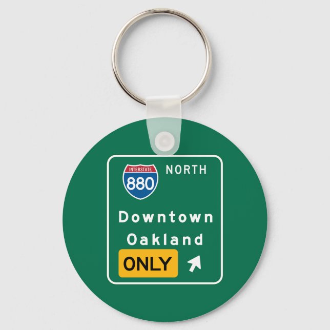 Oakland, CA Road Sign Key Ring (Front)