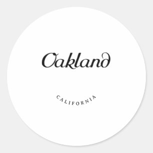 Oakland California Black Font Classic Round Sticker