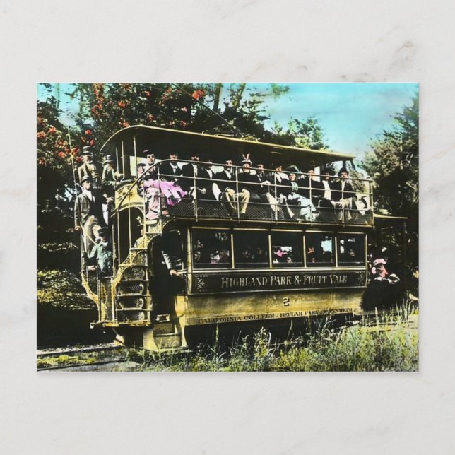 Oakland California  Double Decker Streetcar Postcard (Front)