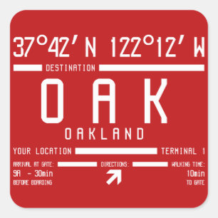 Oakland California International Airport IATA Code Square Sticker