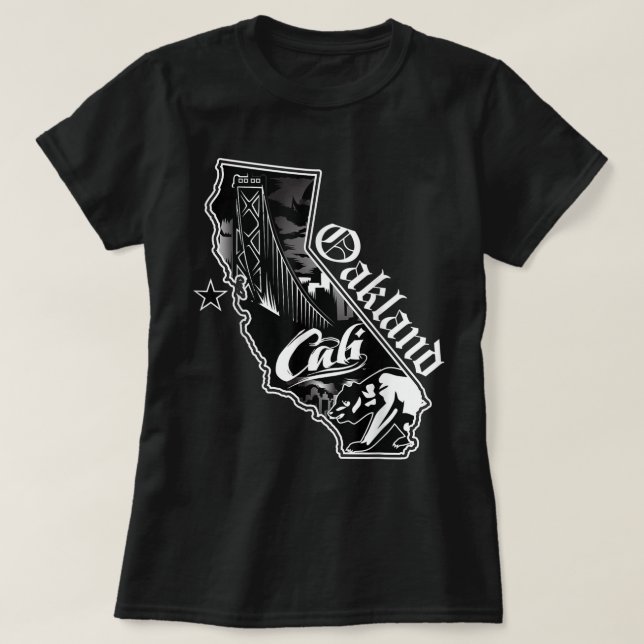 Oakland California Map  Northern Cali Tee Bay Area (Design Front)
