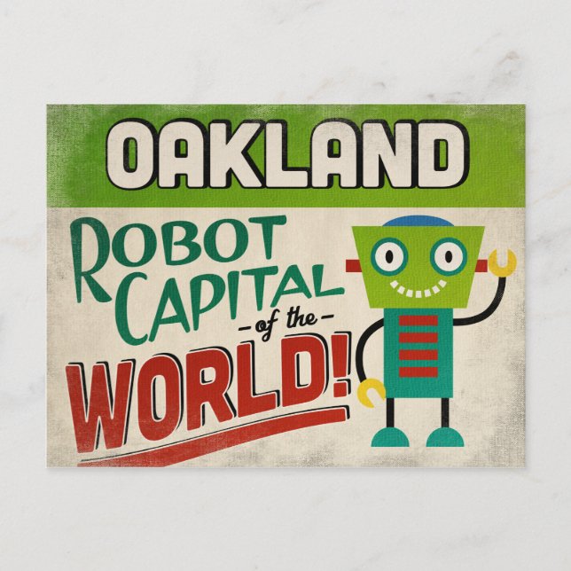 Oakland California Robot - Funny Vintage Postcard (Front)
