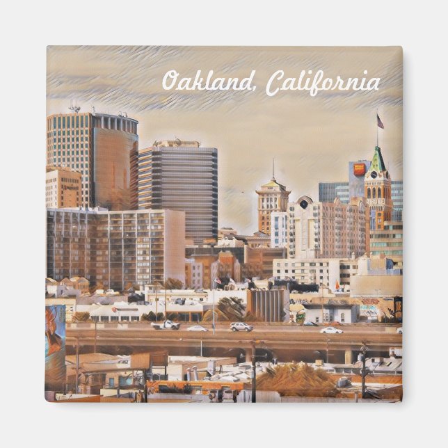 Oakland, California Skyline Fine Art Magnet (Front)