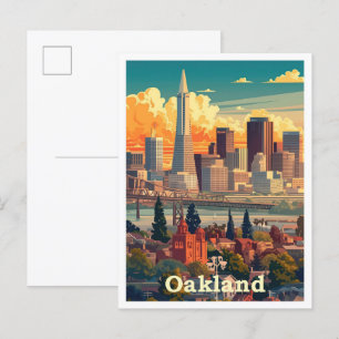 Oakland California Vintage Travel Illustration Postcard