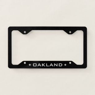 Oakland California With Stars Black  Licence Plate Frame