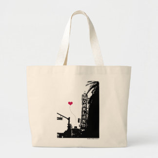 Oakland Fox Theater with Red Heart Large Tote Bag