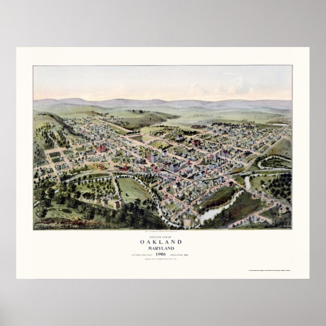 Oakland, MD Panoramic Map - 1906 Poster (Front)