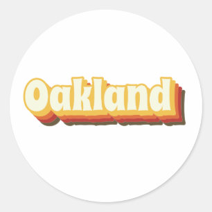 Oakland Retro Vintage Text Classic Round Sticker