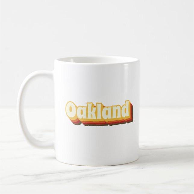 Oakland Retro Vintage Text Coffee Mug (Left)
