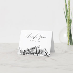 Oakland Skyline Sketch Blank Thank You Card