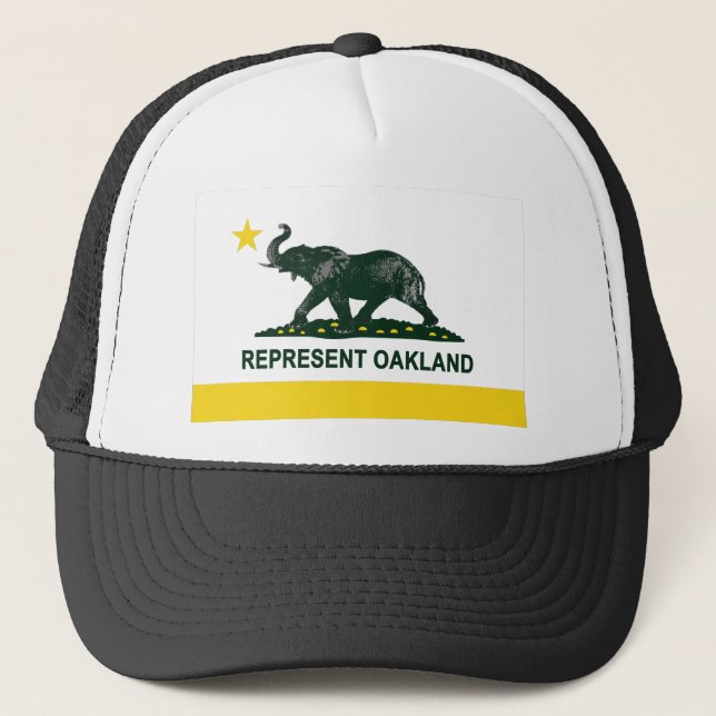 Oakland State Flag (Light) elephant 2 Trucker Hat (Front)