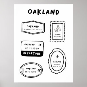 Oakland - Travel Stamp Collection   Minimalist Poster
