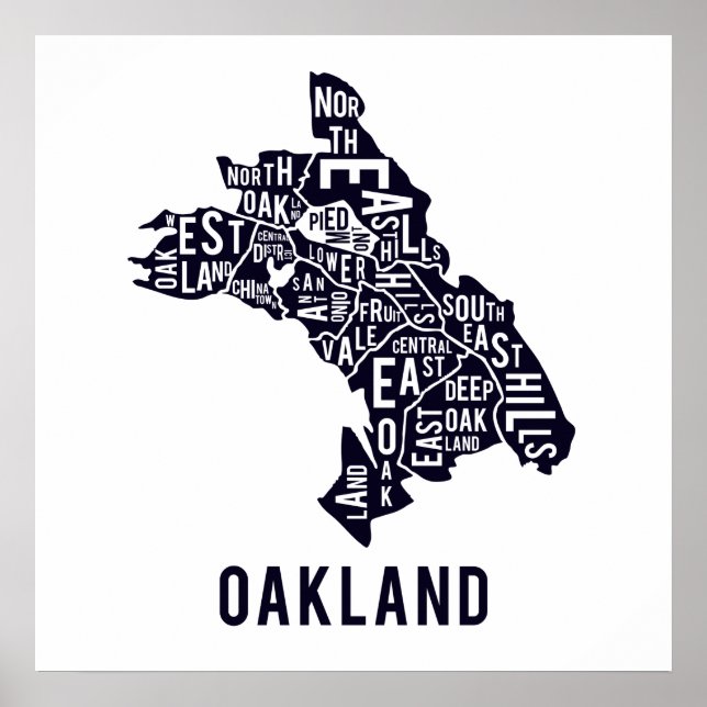 Oakland Typographic Map Poster (Front)